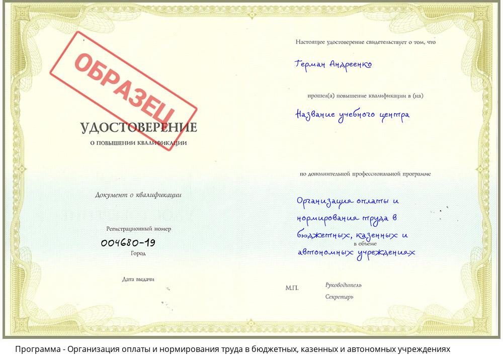 Организация оплаты и нормирования труда в бюджетных, казенных и автономных учреждениях Первоуральск