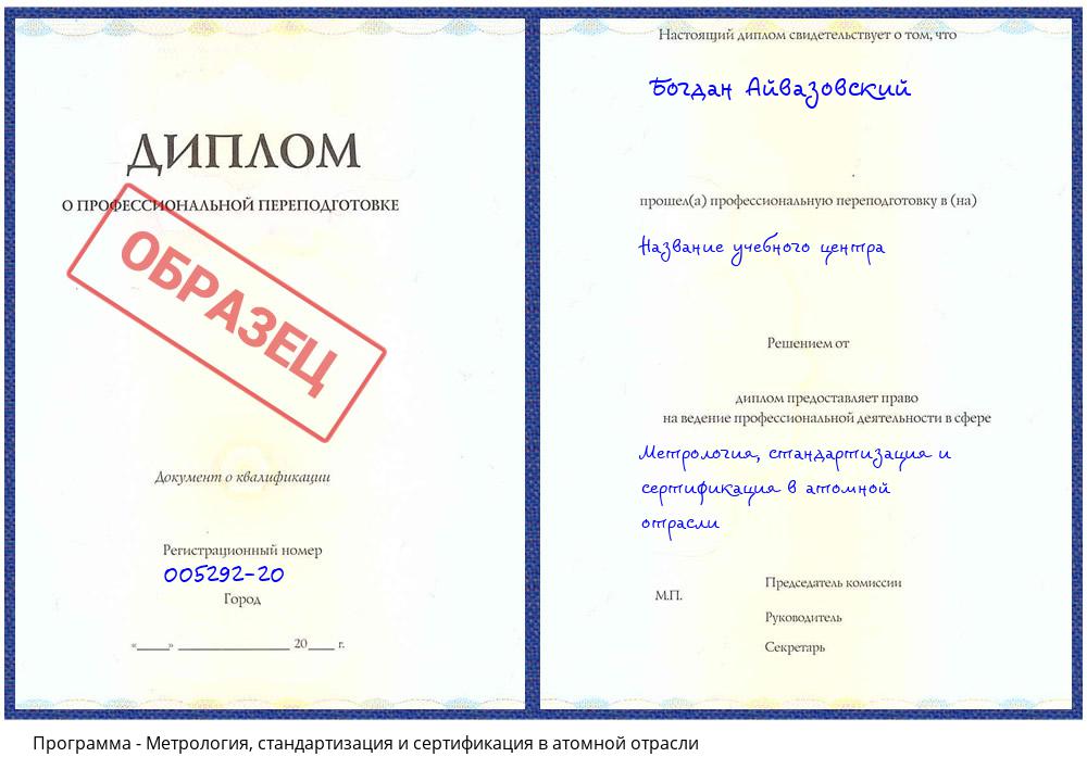 Метрология, стандартизация и сертификация в атомной отрасли Первоуральск