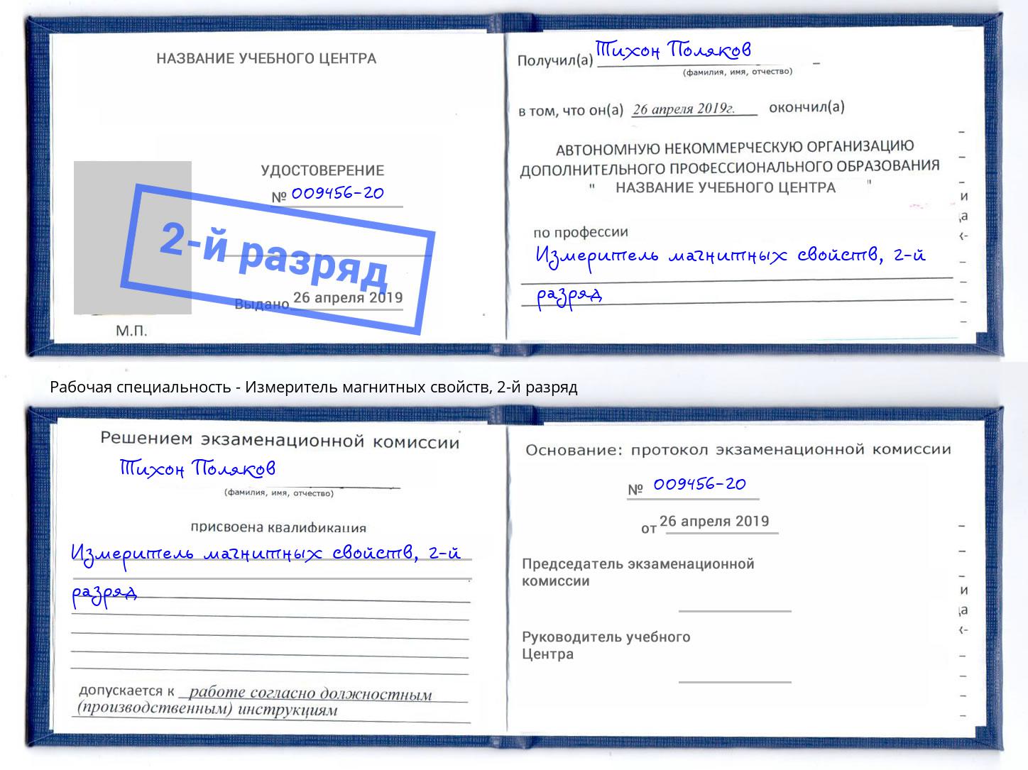 корочка 2-й разряд Измеритель магнитных свойств Первоуральск